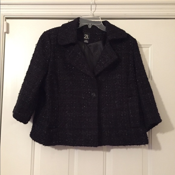 23rd St. Brand black and with silver threads crop jacket size Large - Picture 1 of 11